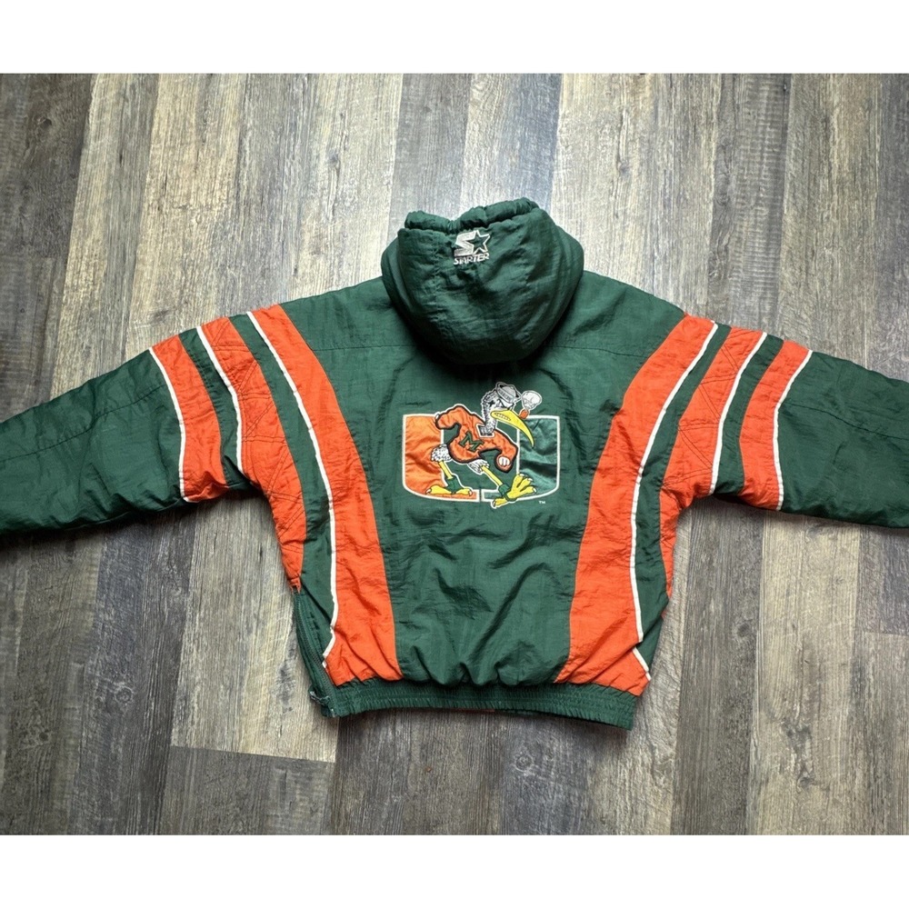 Vintage 90s Miami Hurricanes Starter Puffer Pullover Jacket Size Youth Xl